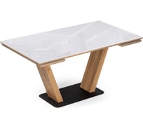 Стеклянный стол Woodville Конор 140(200)х80x73 см, белый/дуб вотан 511147