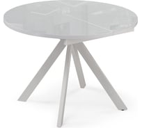 Стеклянный стол Woodville Ален 100(140)х100x74 см, ультра белое стекло/белый 516557