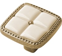 Ручка-кнопка с фарфором Kerron античная бронза/беж KF21-18 AB