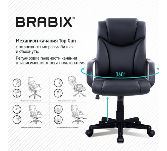 Офисное кресло BRABIX Relax Ms-001 4 массажных модуля, экокожа, черное 532519