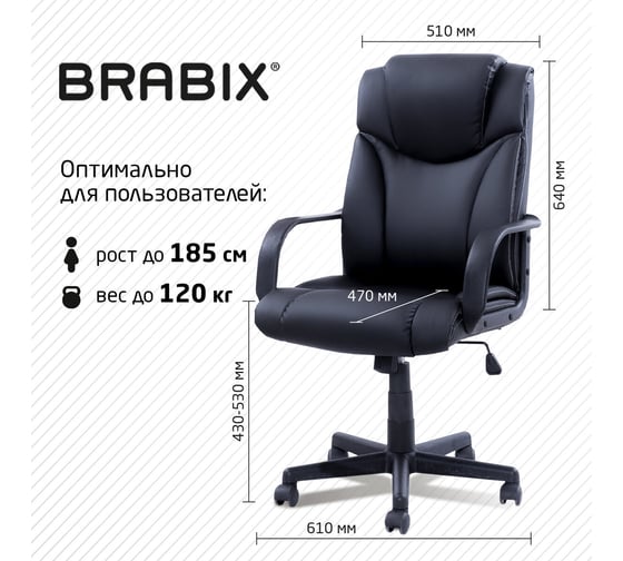 Офисное кресло BRABIX Relax Ms-001 4 массажных модуля, экокожа, черное 532519