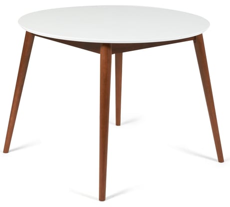 Обеденный стол Tetchair Bosco (боско) круглый, раскладной, основание бук, столешница МДФ, 100x75x100+30 см, белый + коричневый 13997