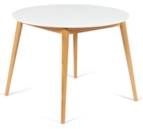 Обеденный стол Tetchair Bosco (боско) круглый, раскладной, основание бук, столешница МДФ, 100x75x100+30 см, белый + натуральный бук 13993