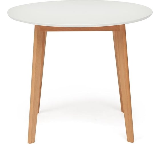 Обеденный стол Tetchair Bosco (боско) основание бук, столешница МДФ, d 900 мм, белый + натуральный бук 10468