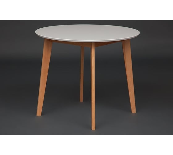 Обеденный стол Tetchair Bosco (боско) основание бук, столешница МДФ, d 900 мм, белый + натуральный бук 10468