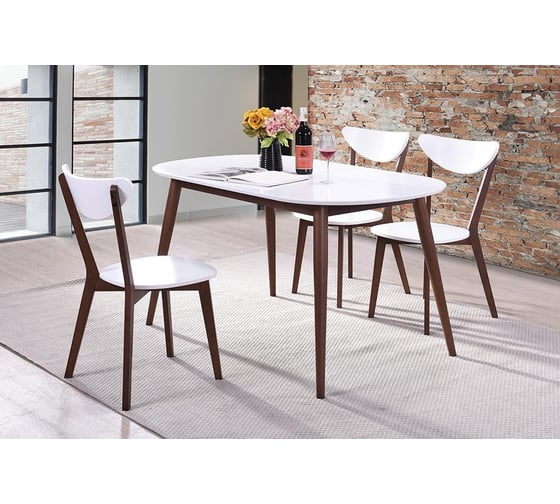 Обеденный стол Tetchair Max (макс) основание бук, столешница МДФ, 140x80x75 см, белый + коричневый 10465