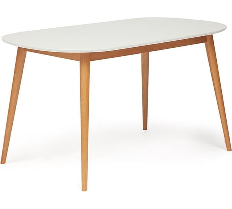 Обеденный стол Tetchair Max (макс) основание бук, столешница МДФ, 140x80x75 см, белый + натуральный бук 10462
