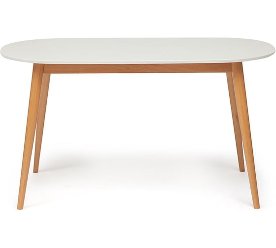 Обеденный стол Tetchair Max (макс) основание бук, столешница МДФ, 140x80x75 см, белый + натуральный бук 10462