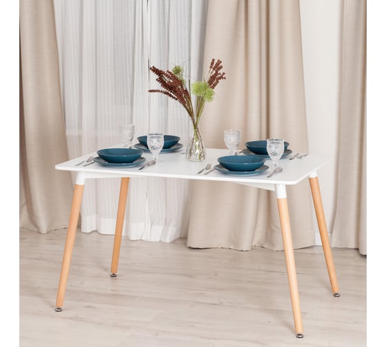 Стол Tetchair John (mod. t1001) МДФ/дерево, 80x120x75 см, white (белый) / natural (натуральный) 15181