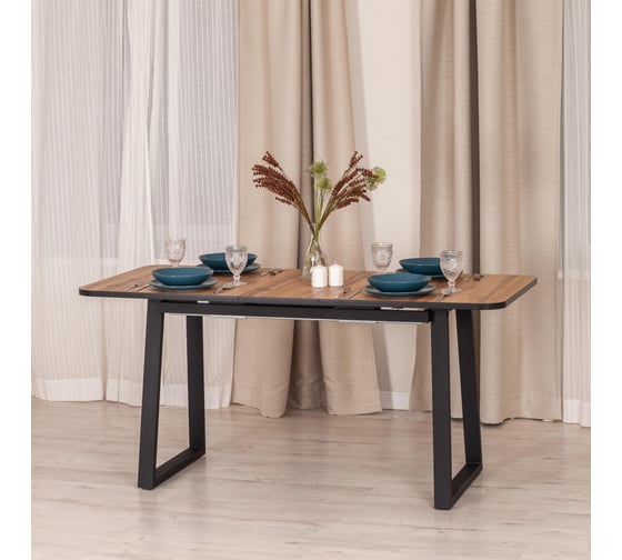 Стол Tetchair Maltido ЛДСП/HPL/металл, 130+30x75x75 см, дуб вотан/черный 19745