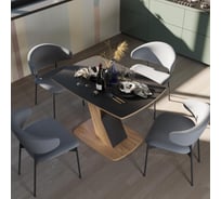 Обеденный стол ТриЯ Гарда тип 1, Дуб крафт золотой/стекло матовое черный графит 196707