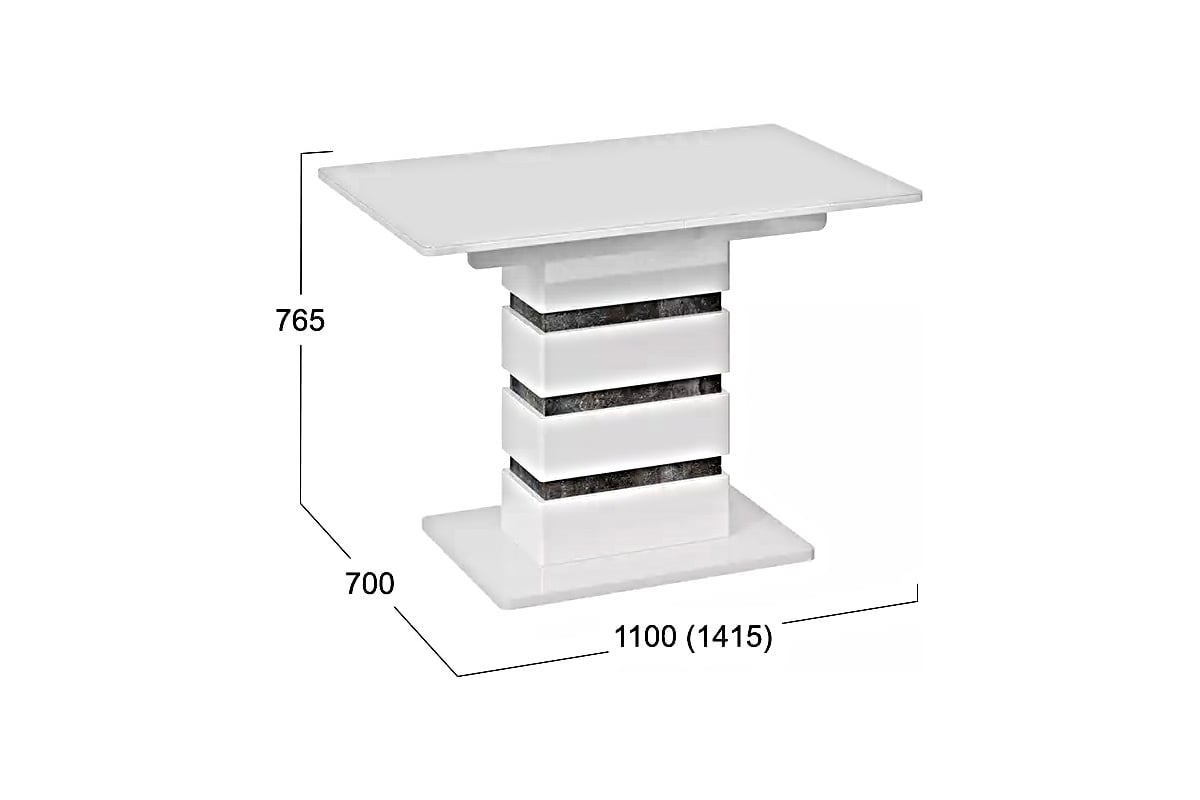 Обеденный стол ТриЯ Мадейра тип 1, белый глянец/ателье темный 216006 -  выгодная цена, отзывы, характеристики, фото - купить в Москве и РФ