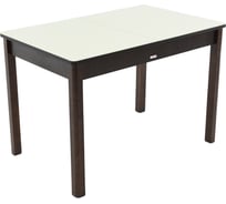Стол AURORA гамбург св исполнение 1, лдсп, стекло, 110-141.5x70x74.2 см, дуб венге, молочный, 14, ножки орех темный 101345