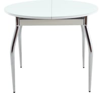 Стол AURORA ривьера св диаметр 90, лдсп, стекло, 90-120x90x74.2 см, белый, белый, 5, ножки 100398