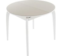 Стол AURORA ривьера св диаметр 90, лдсп, стекло, 90-120x90x74 см, тон 9 эмаль белая, капучино ncs s 3010-y40r, ножки 7 101342