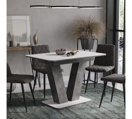 Раздвижной стол ТриЯ Чинзано тип 1, моод темный/стекло белое матовое 168133