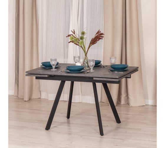 Стол Tetchair vigo ЛДСП/hpl/металл, 120x80x30x30x75 см, гранит темный/черный 19732