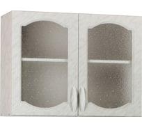 Шкаф для посуды SANTREK ширина 80 см карара со стеклом фасад МДФ 23335