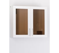 Шкаф для посуды SANTREK ширина 80 см белый металлик со стеклом фасад МДФ 47978