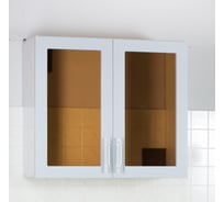 Шкаф для посуды SANTREK ширина 80 см серебристый металлик со стеклом фасад МДФ 47982