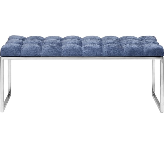 Банкетка GreenWeen ALBA каркас н/ж сталь, сидение шенилл Steel Blue, каретная стяжка, 1100x400x450 GW-ALBA-NER-SBLUE-110-K