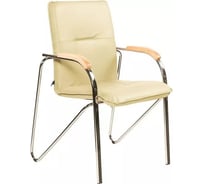 Конференц-кресло ООО Комус samba бежевый, бук искусственная кожа металл хромированный каркас 622245