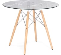 Стеклянный стол Woodville pt-151 90x90x76 clear glass/wood 15487