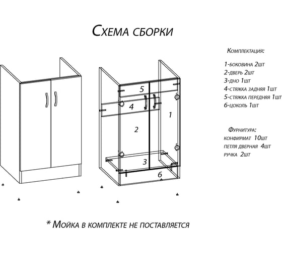 Тумба Домино под нержавеющую мойку 60x60 орех D6060OR