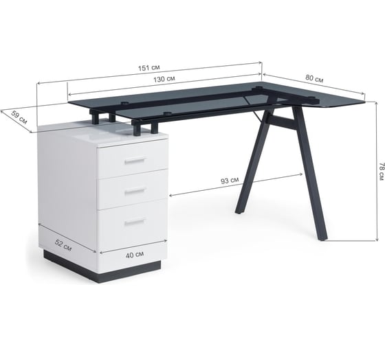 Компьютерный стол Woodville torvi white/black 11975