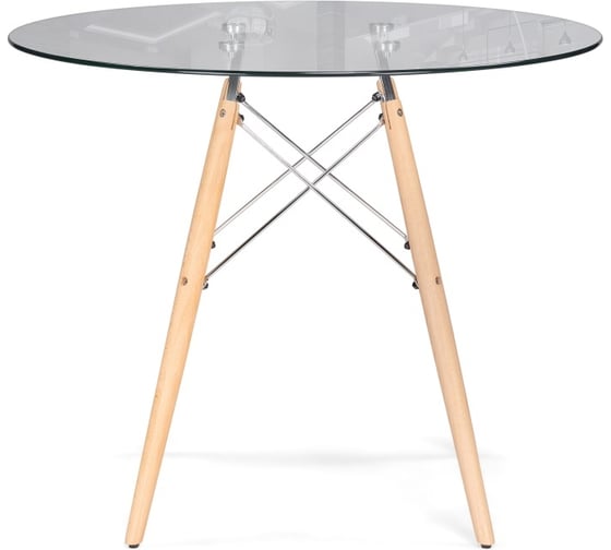 Стеклянный стол Woodville pt-151 80x80x76 clear glass/wood 15486
