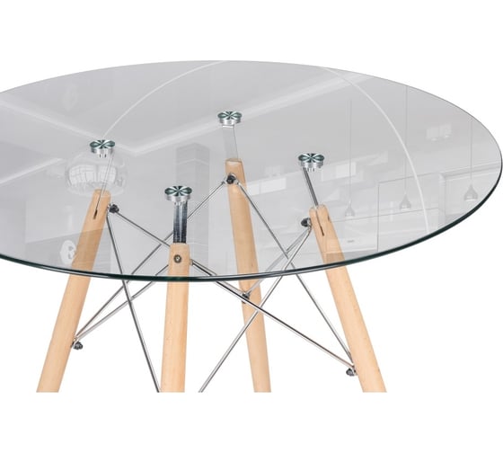 Стеклянный стол Woodville pt-151 80x80x76 clear glass/wood 15486
