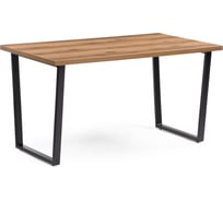 Деревянный стол Woodville лота лофт 140 25 мм, дуб делано темный/матовый черный 489640