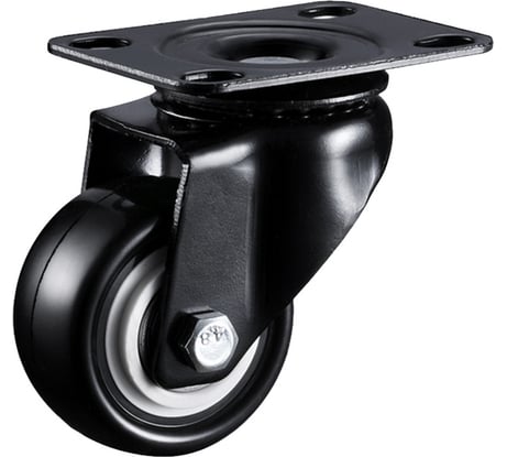 Поворотное колесо Brante 50 мм, на площадке, черный, пвх, с двухрядным шариковым подшипником 104255