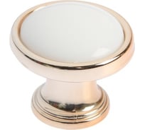 Ручка-кнопка CAPPIO РК101, диаметр 32 мм, пластик, цвет золото с белой вставкой 7434122