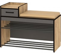 Прихожая Ивару ольга-лофт 5, экокожа, дуб крафт золотой/темно-серый 101188