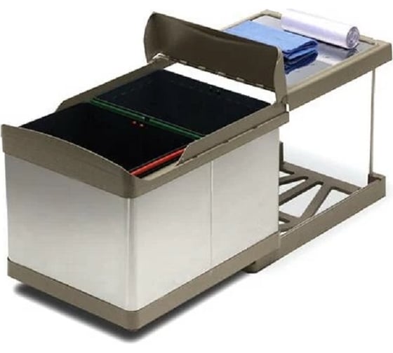 Система сортировки мусора ALVEUS Albio 30 2x16л, серый пластик/нержавещая сталь 227979