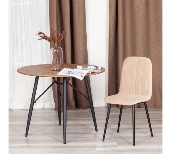 Стул Tetchair arc 1 шт., велюр/металл, 46x52x88 см, бежевый/черный 19947