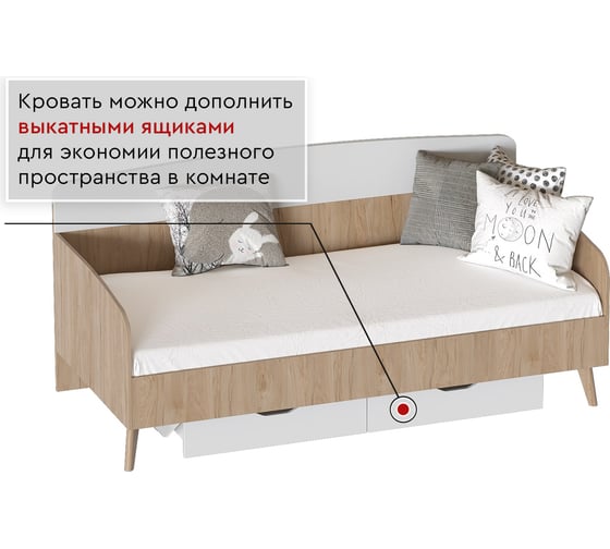 Кровать Мебельград Калгари молодежная комната, 2000x900, матрасное основание включено, настил лдсп 57022