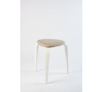 Треугольный табурет с мягким сидением ООО ТДК ножки белые, ткань бежевая 10000093599