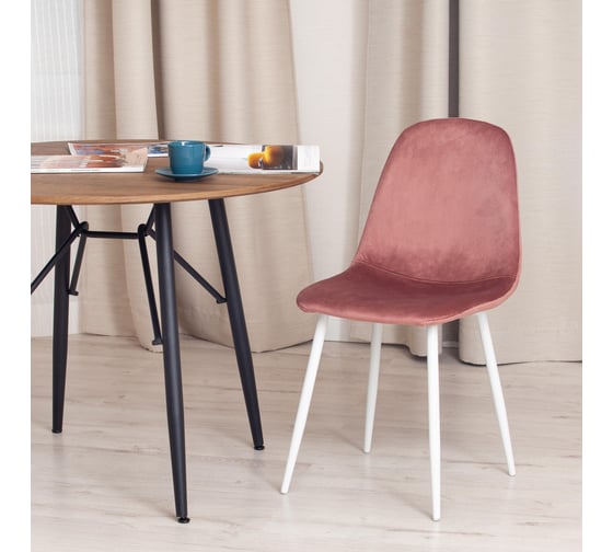 Стул Tetchair breeze (mod. 4724) вельвет/металл, 44x53x87 см, coral hlr44 / белый 19609