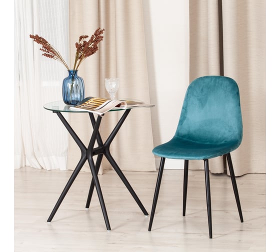 Стул Tetchair breeze (mod. 4724) вельвет/металл, 44x53x87 см, light pale green (тёмно-бирюзовый ) hlr60 / черный 4 шт. 19336
