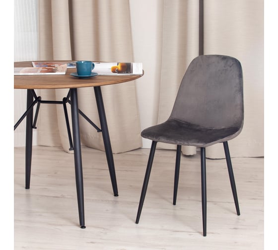 Стул Tetchair breeze (mod. 4724) вельвет/металл, 44x53x87 см, light grey (светло-серый) hlr24 / черный 4 шт. 19187