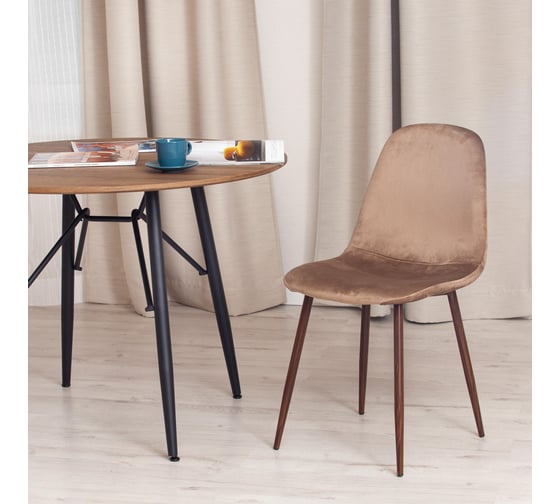 Стул Tetchair breeze (mod. 4724) вельвет/металл, 44x53x87 см, brown (коричневый) hlr11 / орех 4 шт. 19184