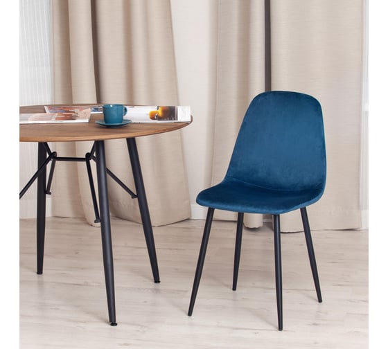 Стул Tetchair breeze (mod. 4724) вельвет/металл, 44x53x87 см, blue (синий) hlr63 / черный 4 шт. 19183