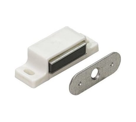 Магнитная защелка Невский Крепеж 2 кгс одинарная с ответной планкой, белый - пакет нк 812594