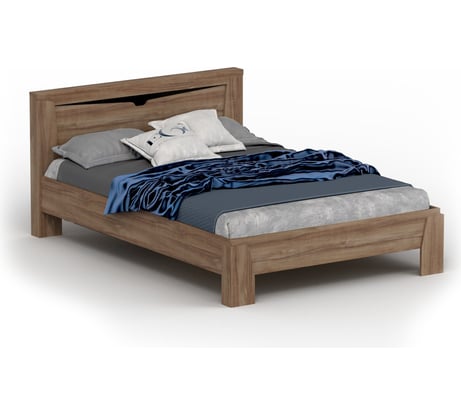 Кровать Мебельград Соренто спальня, 1400, дуб стирлинг/дуб стирлинг матовый/кофе структурный матовый, с ортопедическим основанием на опорах 63186