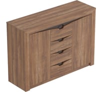 Тумба Мебельград Соренто спальня, с 4 ящиками и 2 дверцами, дуб стирлинг/дуб стирлинг матовый/кофе структурный матовый 32017