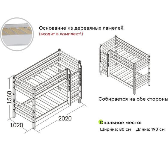 Двухъярусная кровать Мебельград Соня, Вариант 9, с прямой лестницей 61986