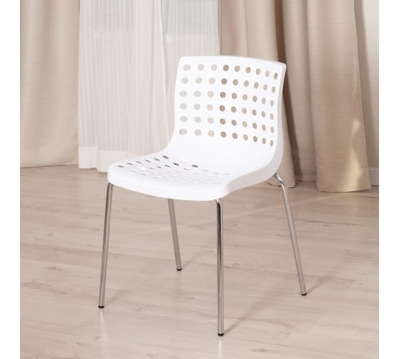 Стул Tetchair skalberg mod. c-084-a металл/пластик, 46x56x79 см, white (белый)/chrome (хром), 1 шт. 19801