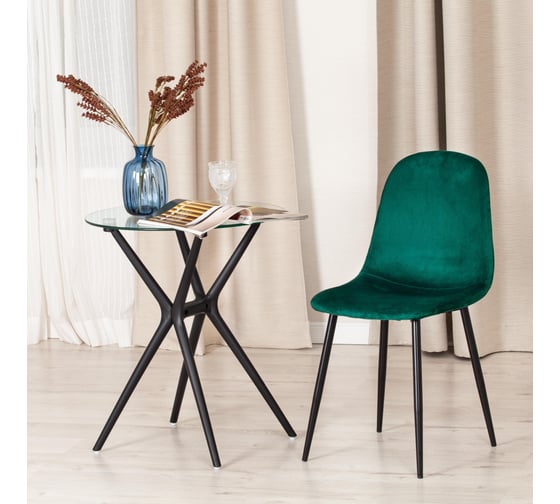 Стул Tetchair breeze mod. 4724, вельвет/металл, 44x53x87 см, light dark green (изумрудный) hlr56 / черный, 1 шт. 19611
